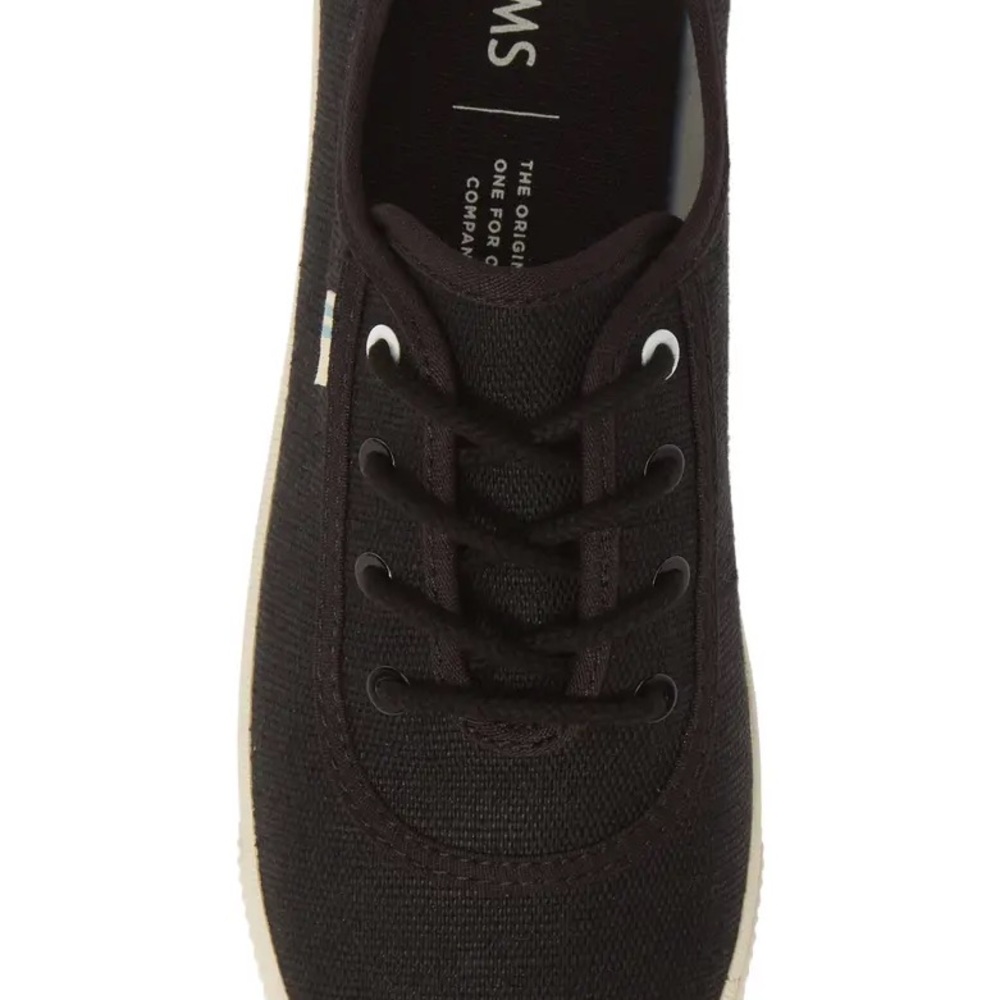 TOMS Carmel lace-up sneakers in black canvas